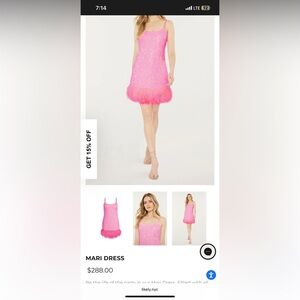 Likely Hot Pink Feathered Mini Dress “MARI”